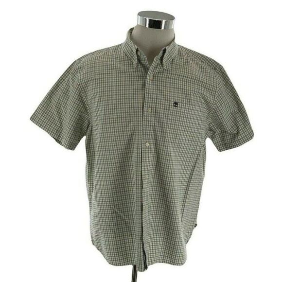 Timberland Shirt Men Size Large Short Sleeve Regular Fit Button Front Pocket Top - Picture 1 of 9